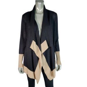 Adrianna Papell Womens Open Front Cardigan‎ Sweater Medium Stretch Black